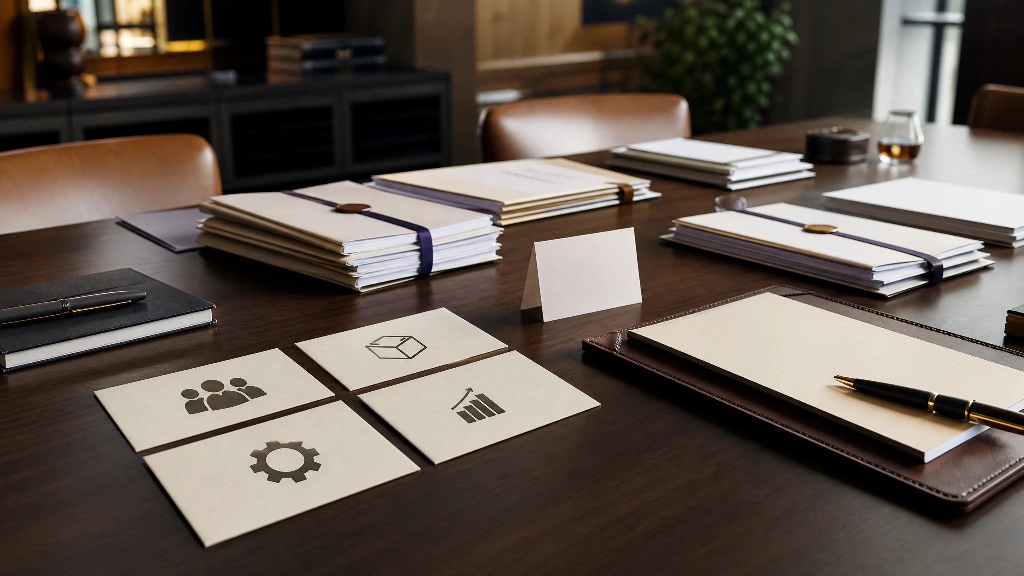 Business buyer reviewing acquisition diligence notes across people, product, process, and performance workstreams