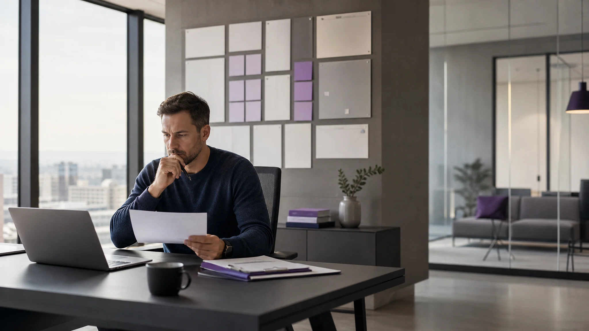 Founder reviewing SaaS growth and profitability metrics before an exit planning discussion